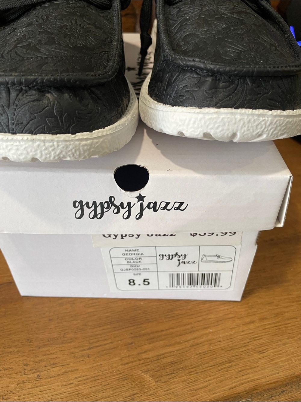 Gypsy Jazz Black Embossed Slip-On Loafers Shoe - Picture 6 of 7
